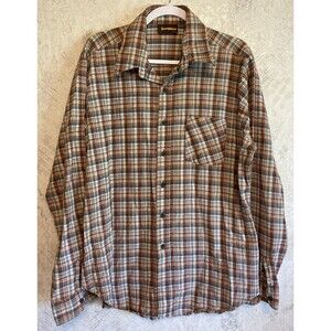 Vintage 80s Sears Sportswear BUTTON Shirt Mens XL TALL Plaid Long Sleeve